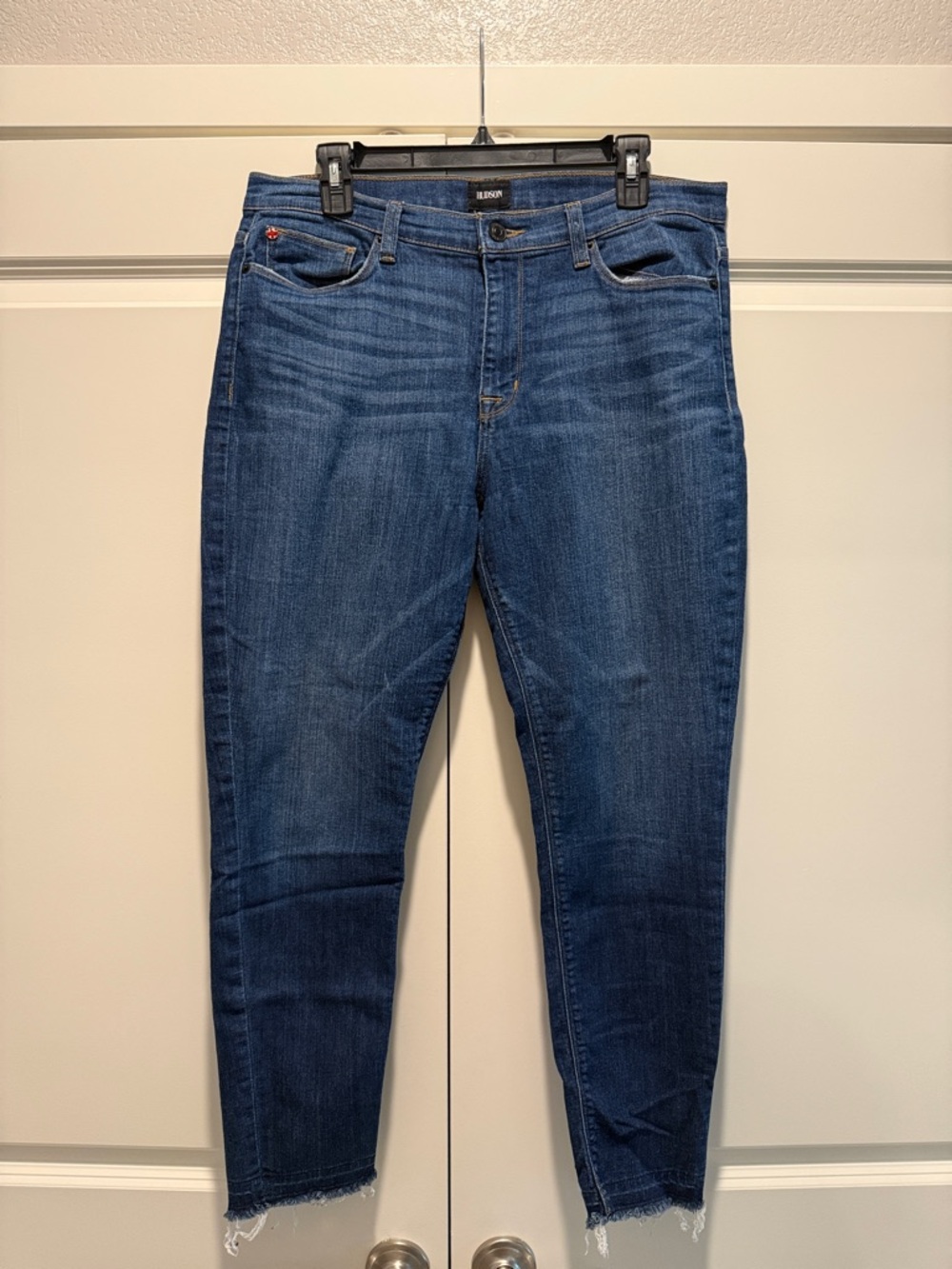 Hudson Jeans Indigo Frayed Hem Ankle Jeans